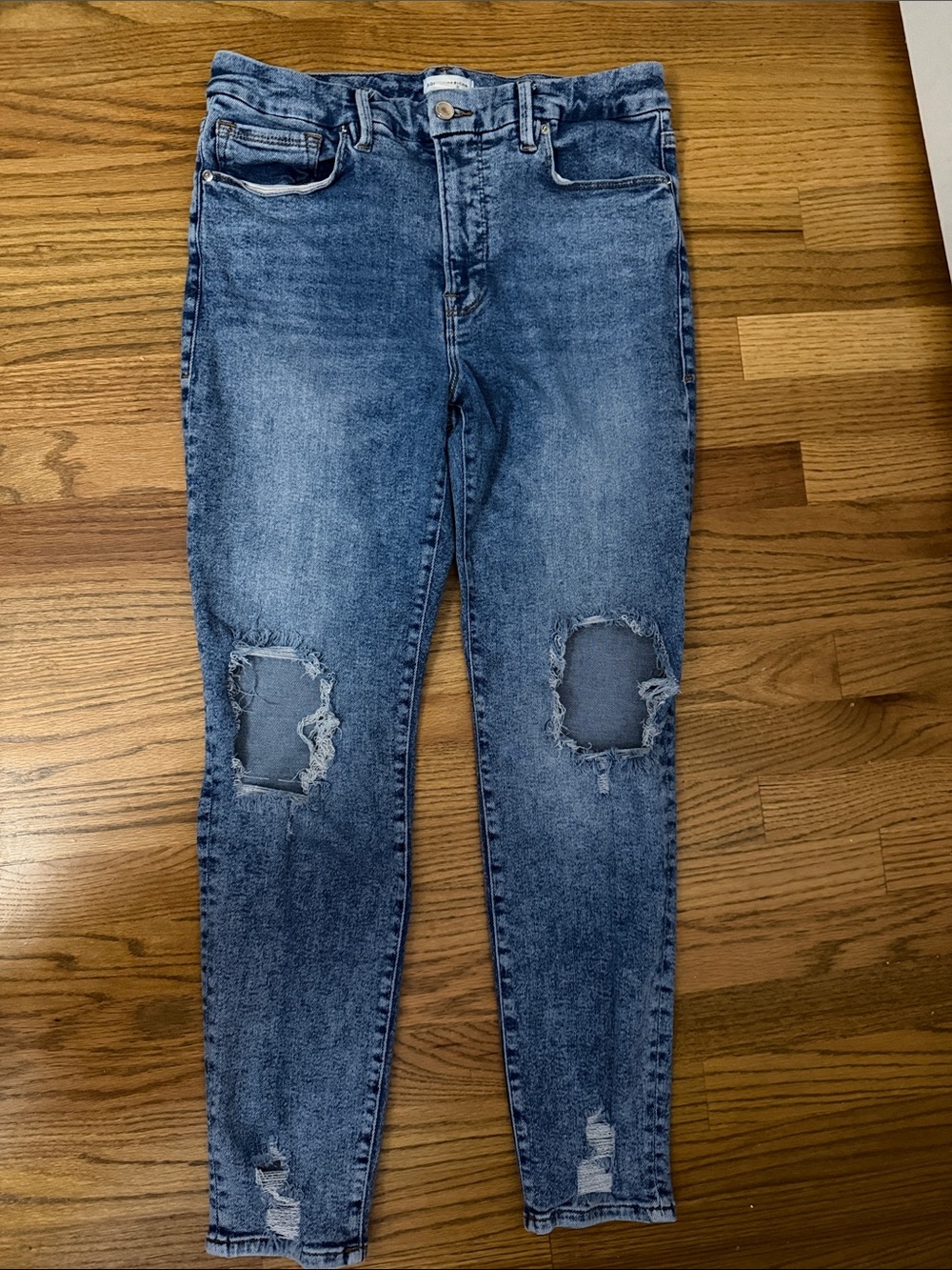 Good American Distressed Skinny Jeans Indigo